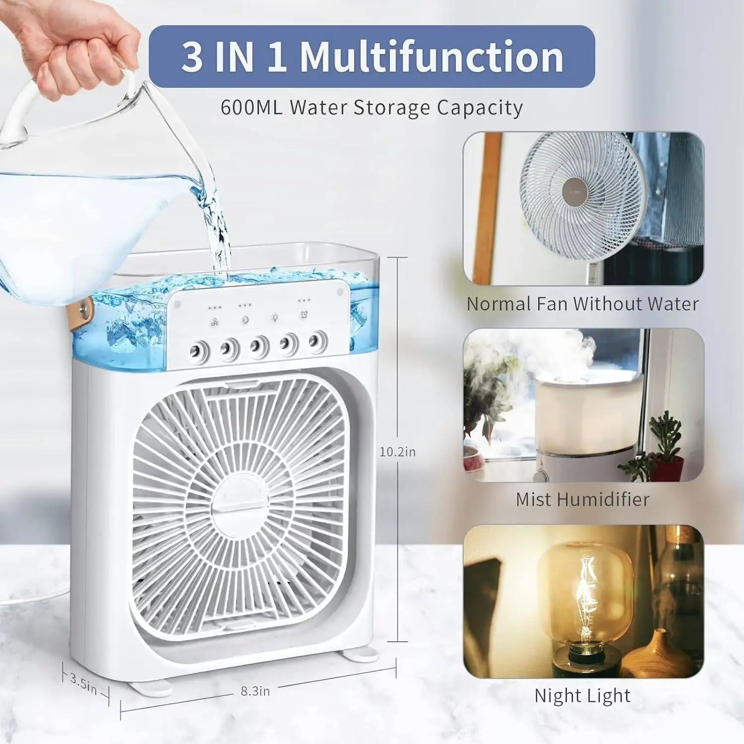 Portable 4-in-1 Air Cooler – Mini AC, Humidifier & LED Night Light - Image 8
